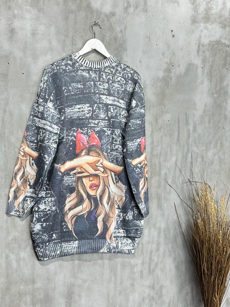 Tasarım Model Tunik Kazak (Siyah)