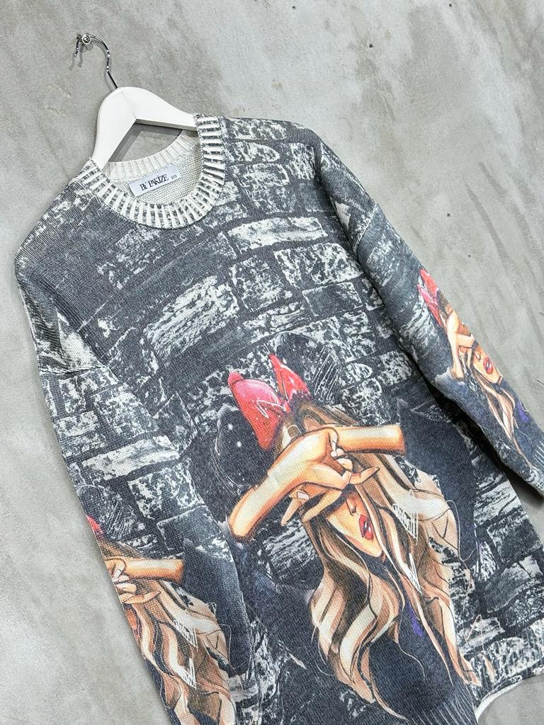Tasarım Model Tunik Kazak (Siyah)