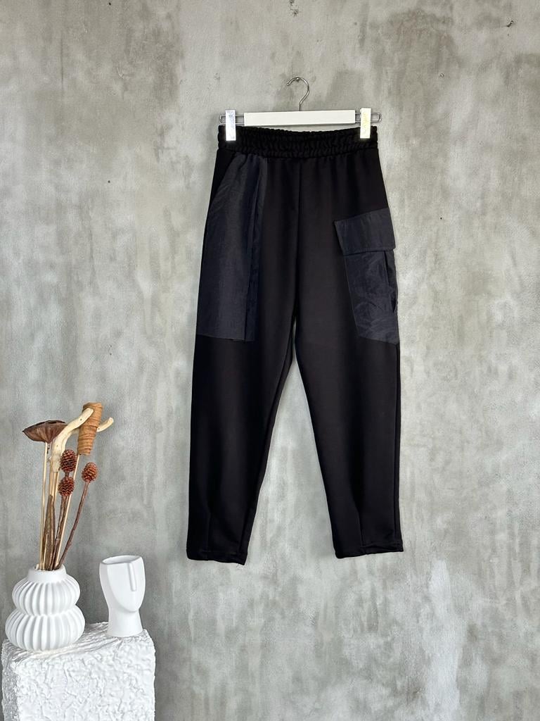 Tasarım Paraşüt Cep Detaylı Şalvar Model Pantolon (Siyah)