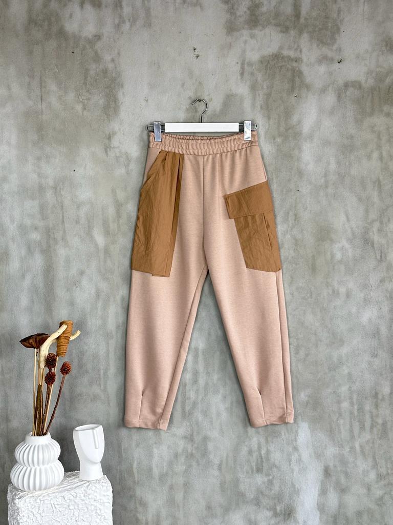 Tasarım Paraşüt Cep Detaylı Şalvar Model Pantolon (Bej)