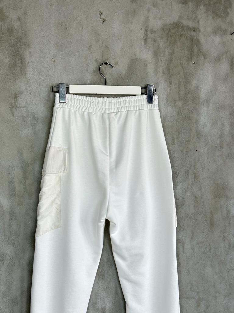 Tasarım Paraşüt Cep Detaylı Şalvar Model Pantolon (Beyaz)