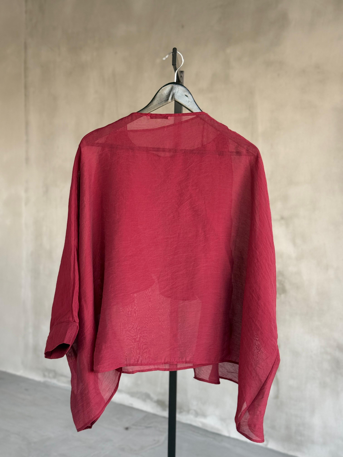 Tasarım Pelerin Şifon Bluz (Bordo)