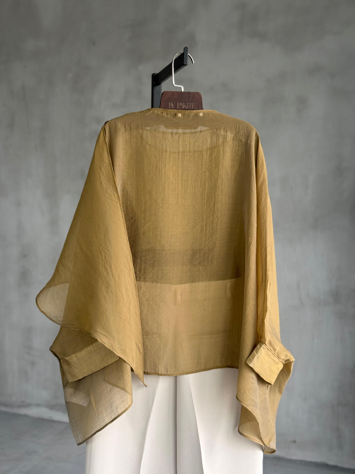 Tasarım Pelerin Şifon Bluz (Olive)