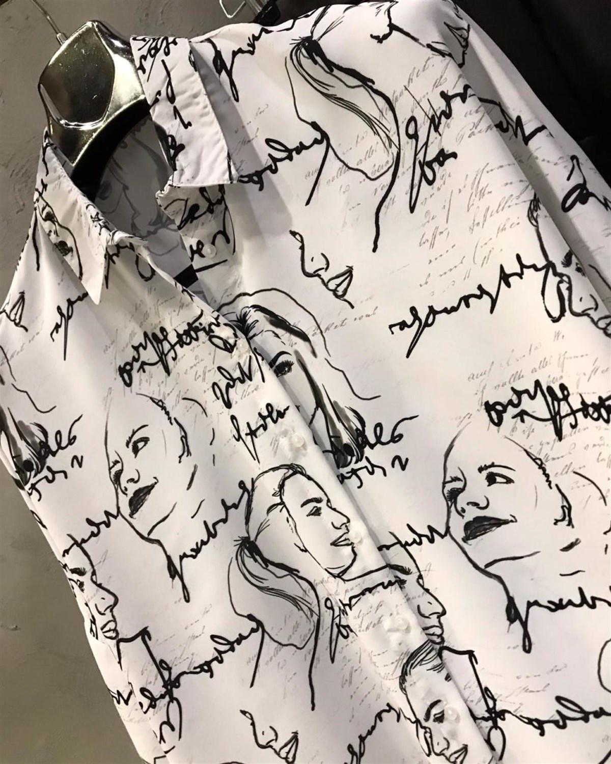 Tasarım Yüz Desenli Saten Pamuk Kumaş Oversize Gömlek