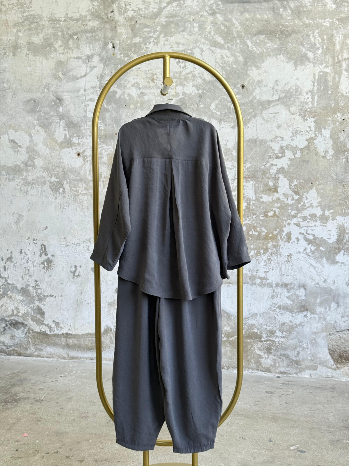 Tensel Kumaş Şalvar Model Takım (Antrasit)