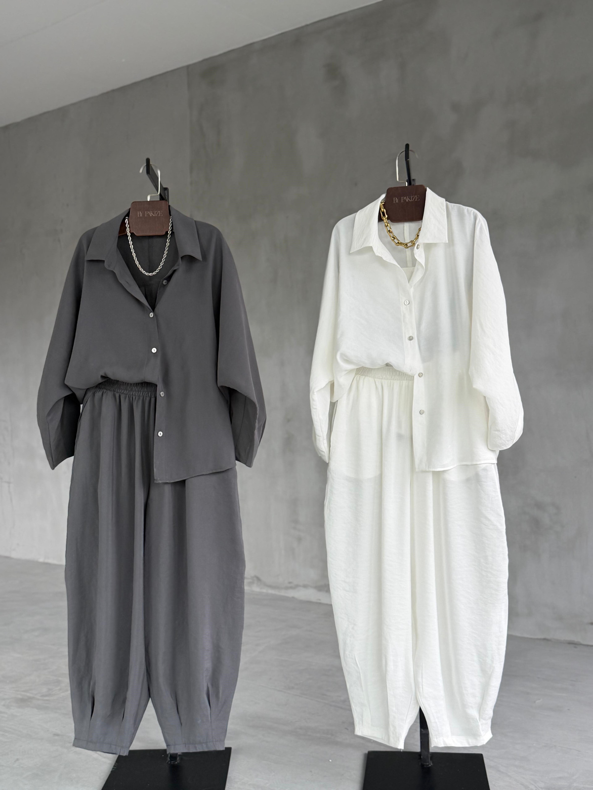 Tensel Kumaş Şalvar Model Takım (Beyaz)