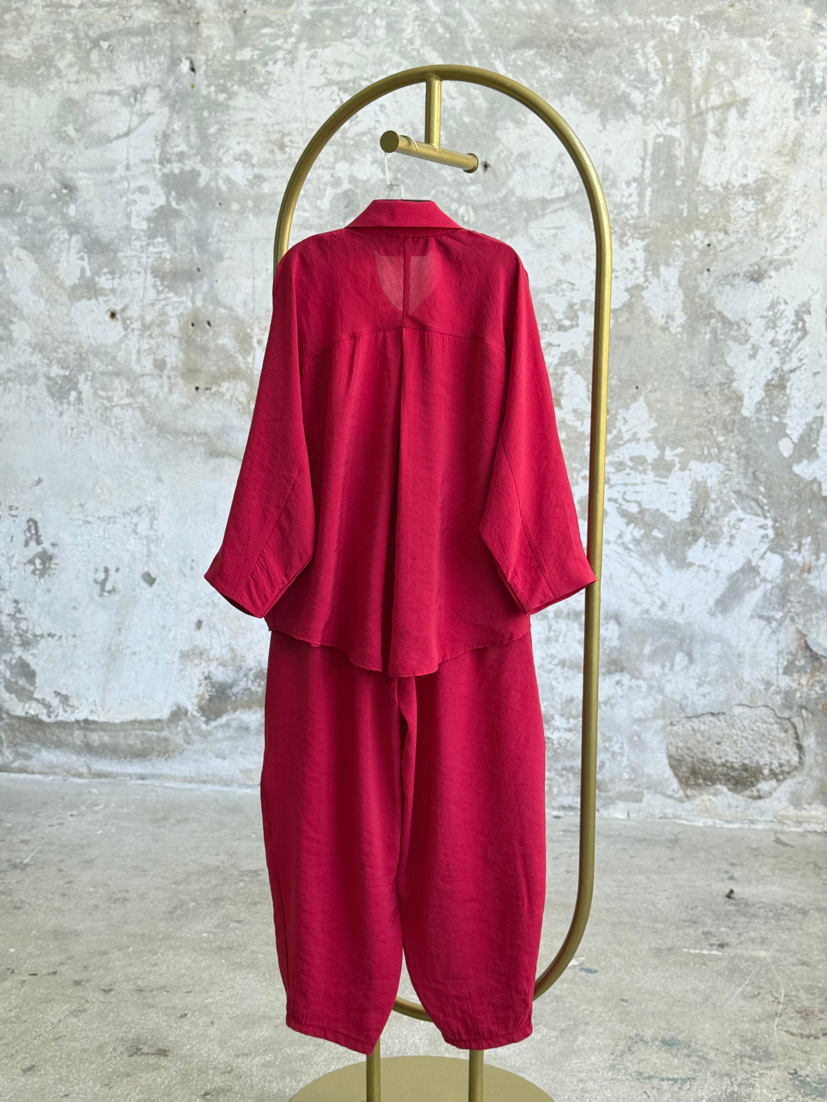 Tensel Kumaş Şalvar Model Takım (Kırmızı)
