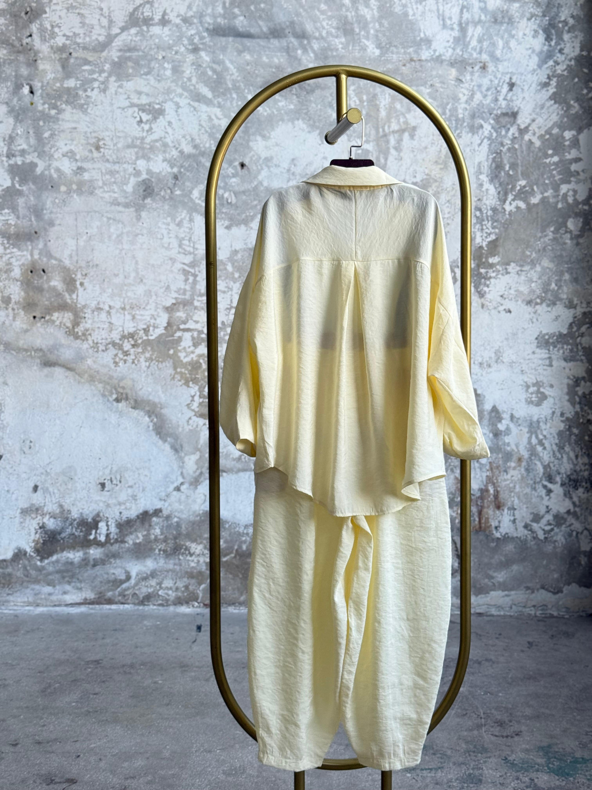 Tensel Kumaş Şalvar Model Takım (Limon Sarısı)