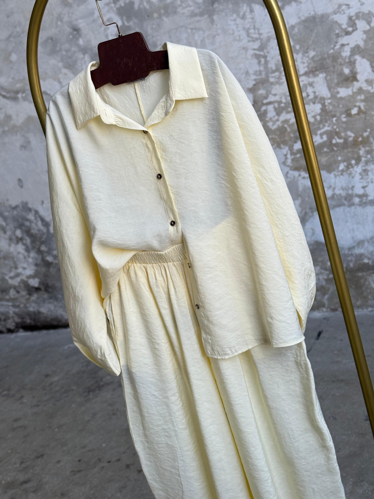 Tensel Kumaş Şalvar Model Takım (Limon Sarısı)