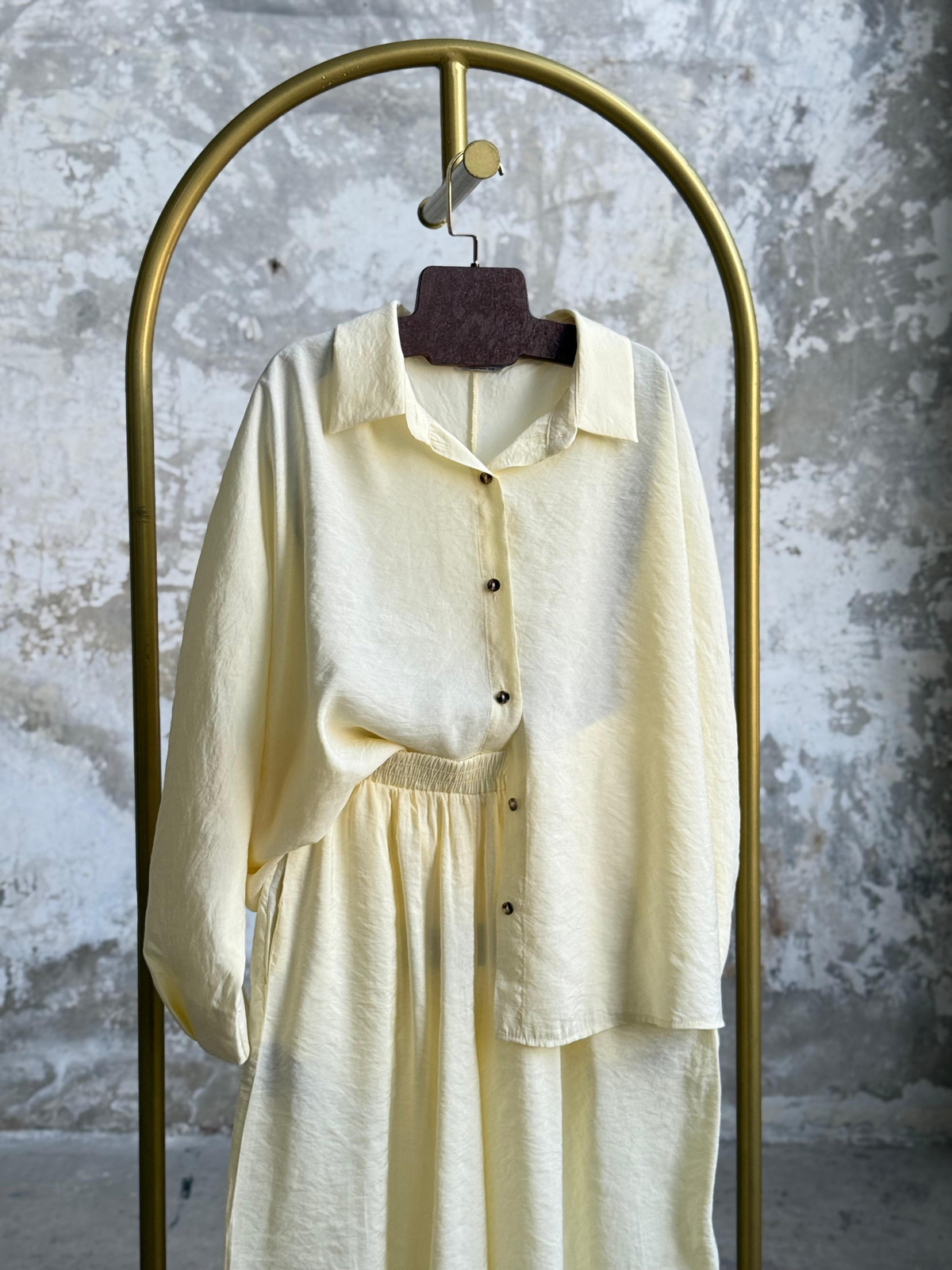 Tensel Kumaş Şalvar Model Takım (Limon Sarısı)
