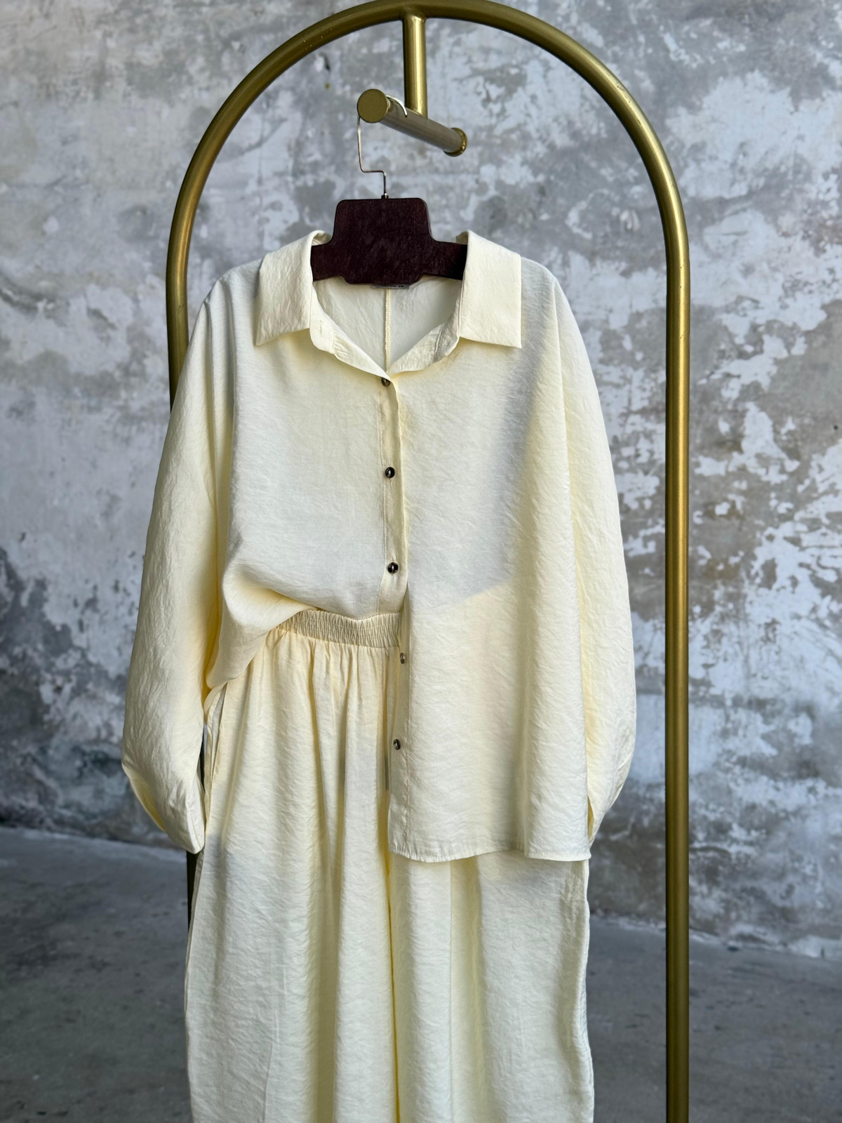 Tensel Kumaş Şalvar Model Takım (Limon Sarısı)
