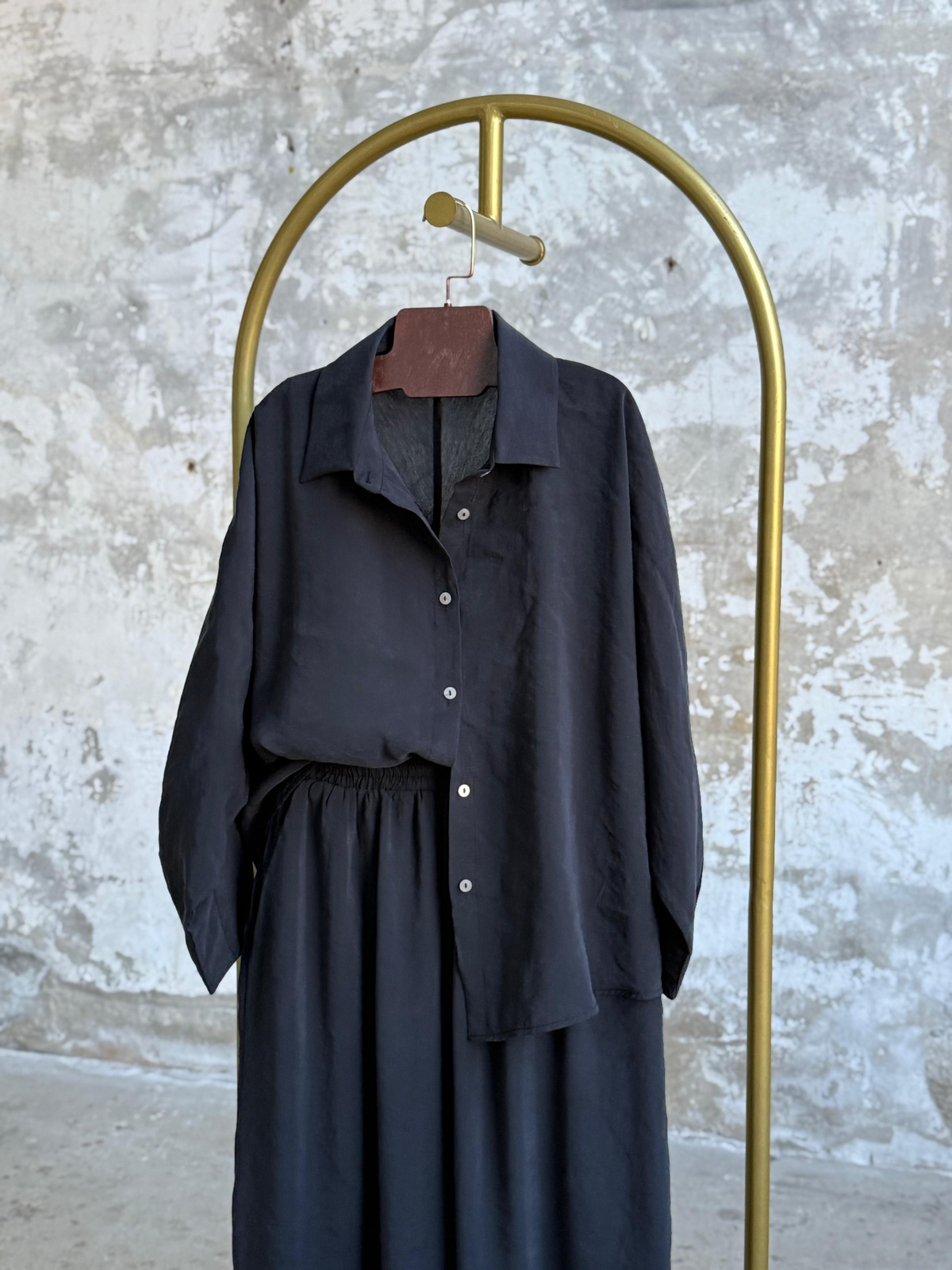 Tensel Kumaş Şalvar Model Takım (Siyah)