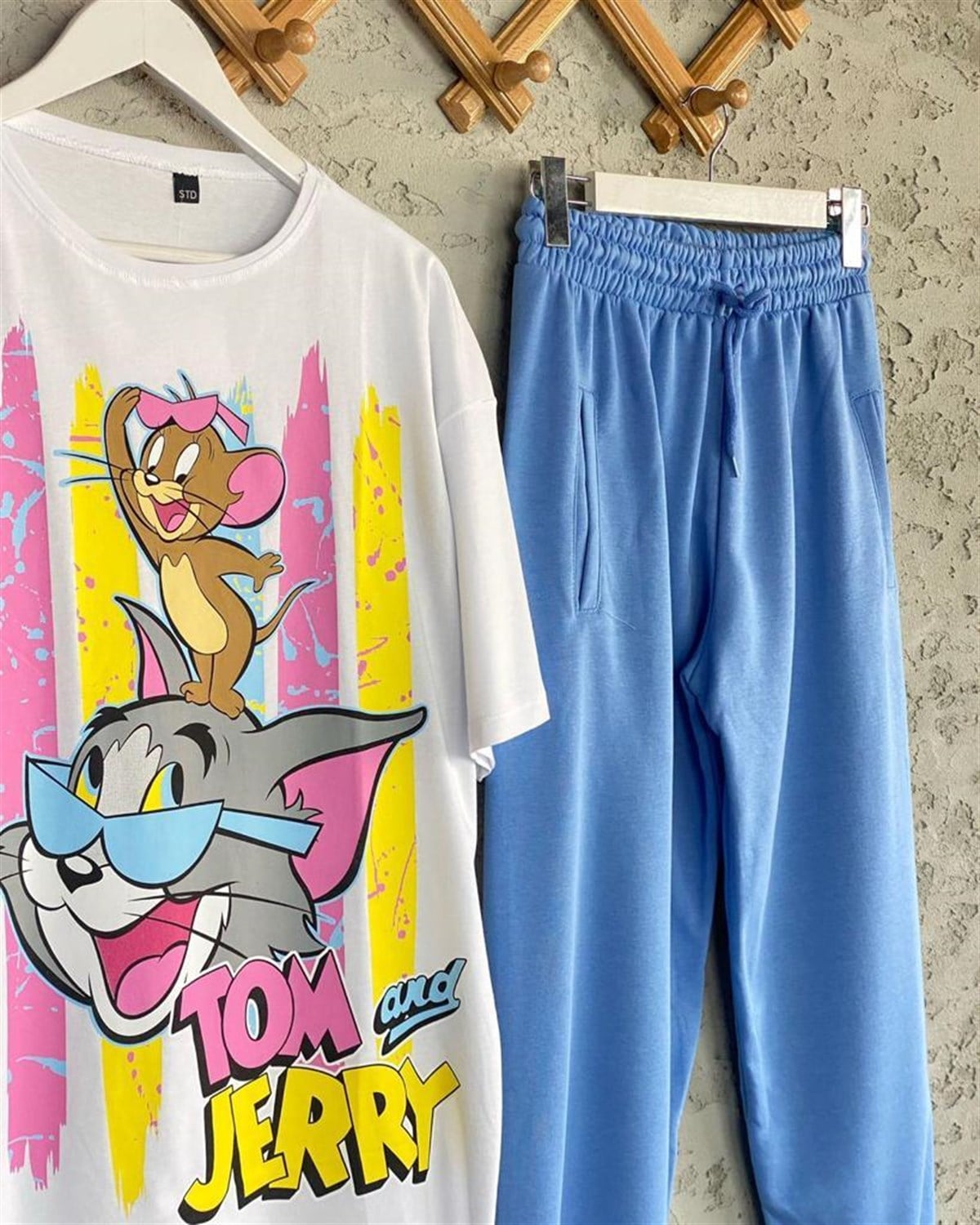 Tom Ve Jerry Baskılı Tshirt (Beyaz)