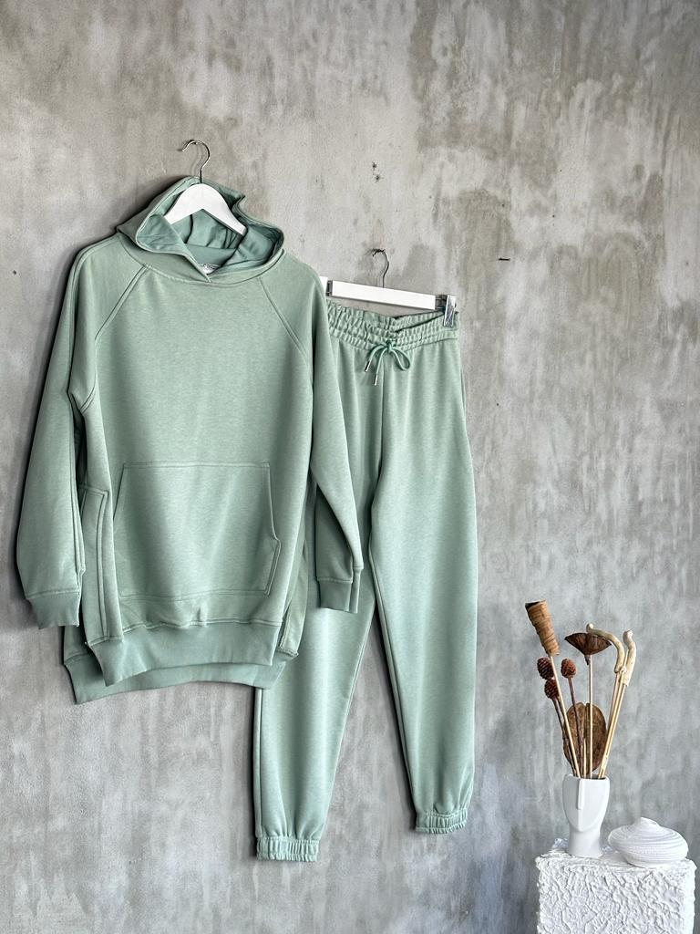 Tunik Boy Yan Yırtmaçlı Kadın Sweat (Mint)