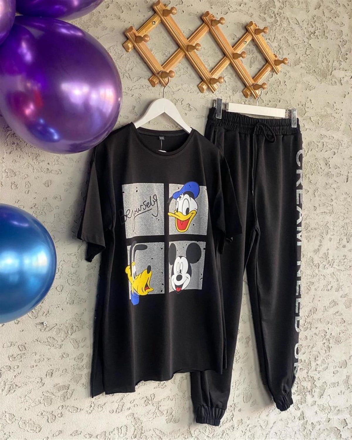Üç Kafadar Simli Tshirt (Beyaz/Siyah)