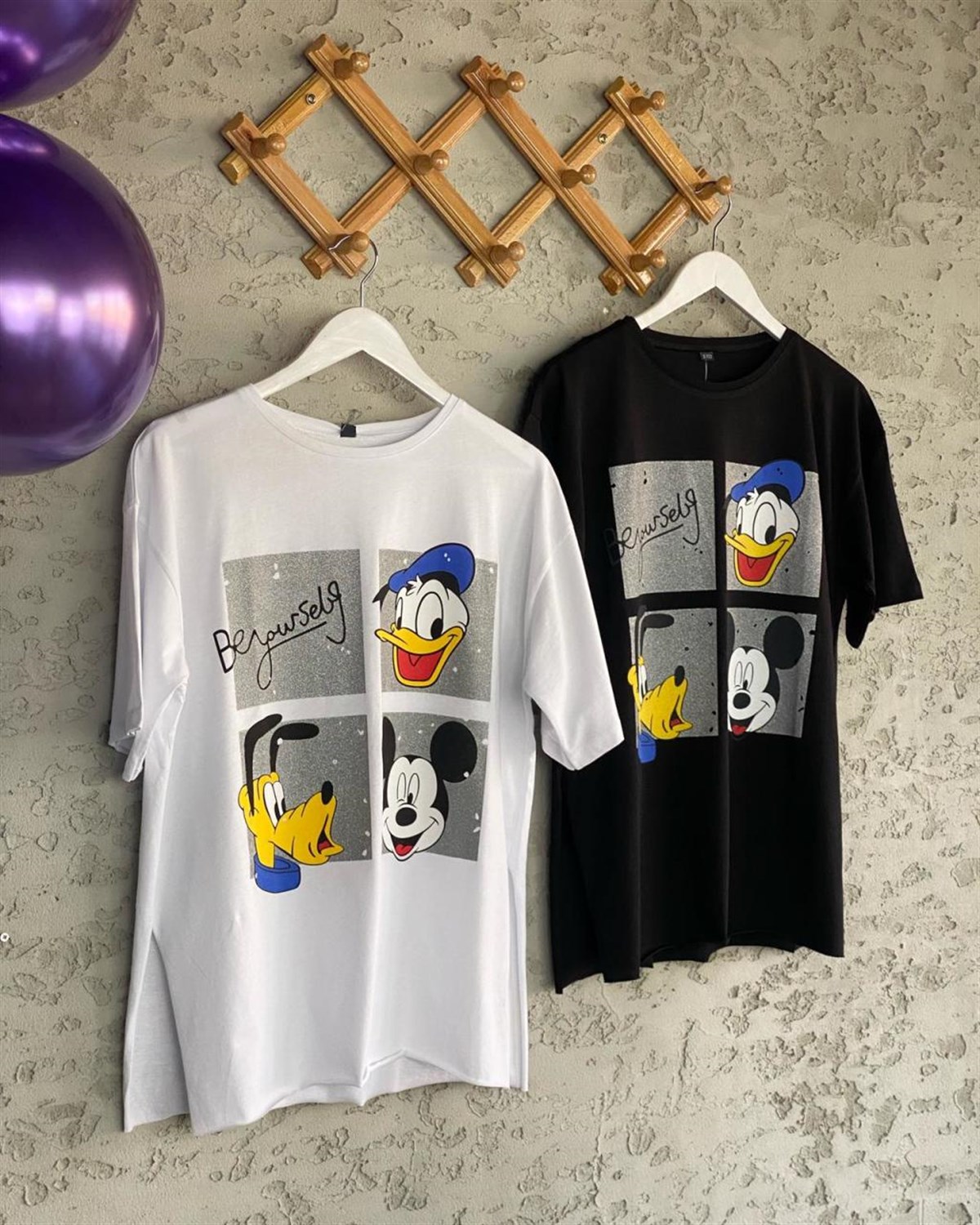 Üç Kafadar Simli Tshirt (Beyaz/Siyah)