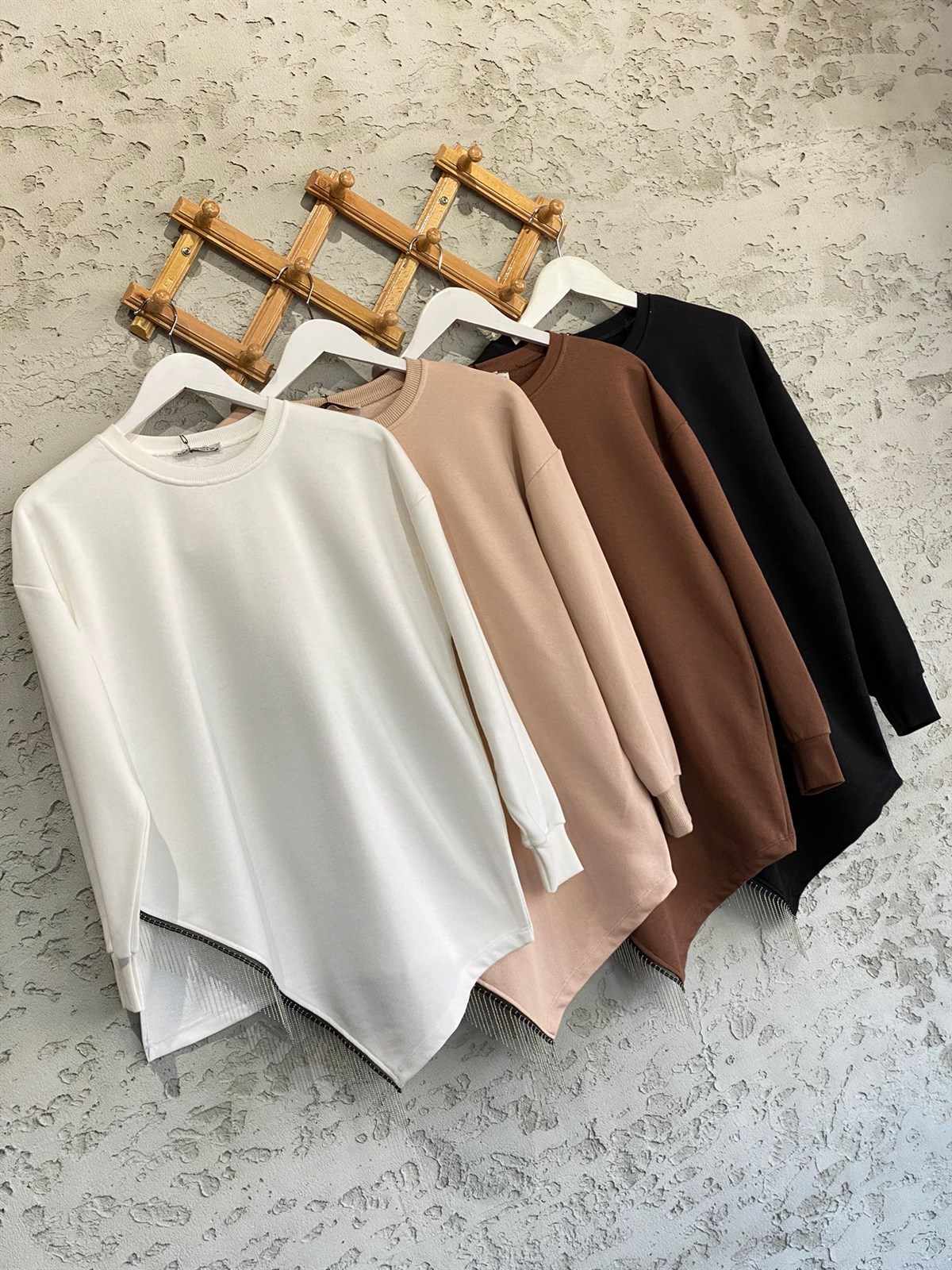 Ucu Zincir Detaylı Tunik Sweat (Siyah)