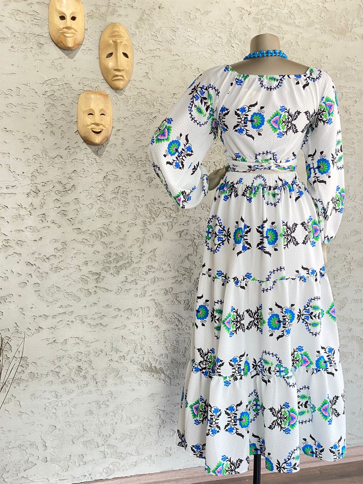 Üst Bel Bağlamalı Çan Etek (Beyaz)