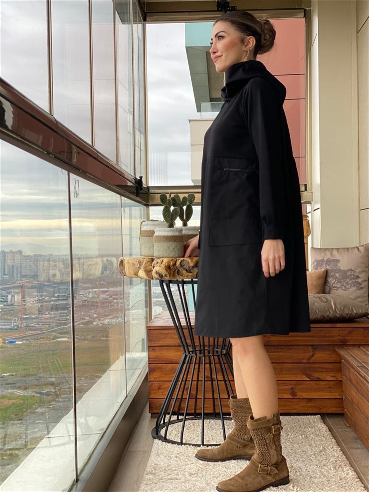 Üstü Penye Altı Poplin Kumaş Elbise