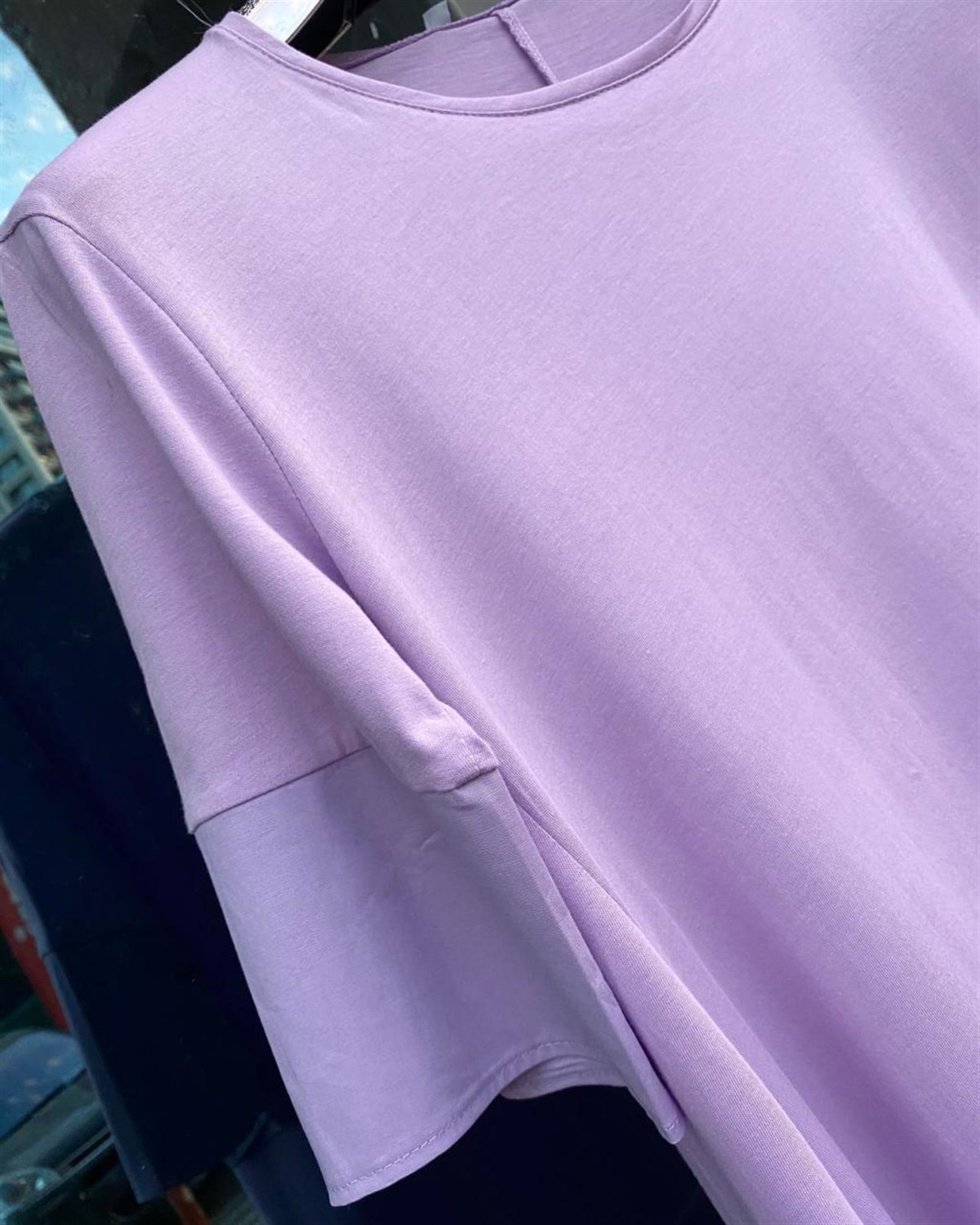 Üstü Penye Etek Uçları Poplin Kumaş Elbise (SİYAH & LİLA)