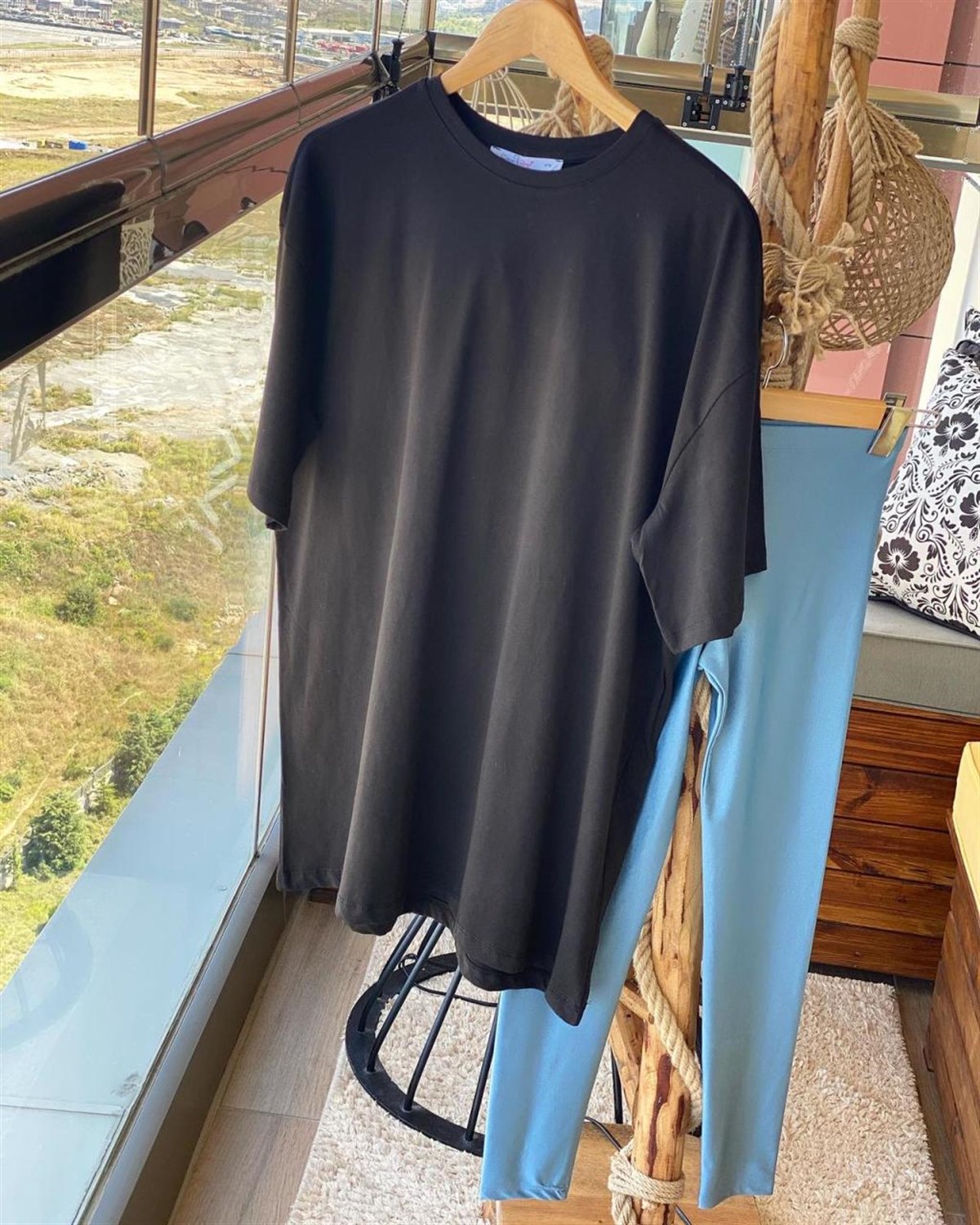 Uzun Tunik Salaş Tshirt (SİYAH)