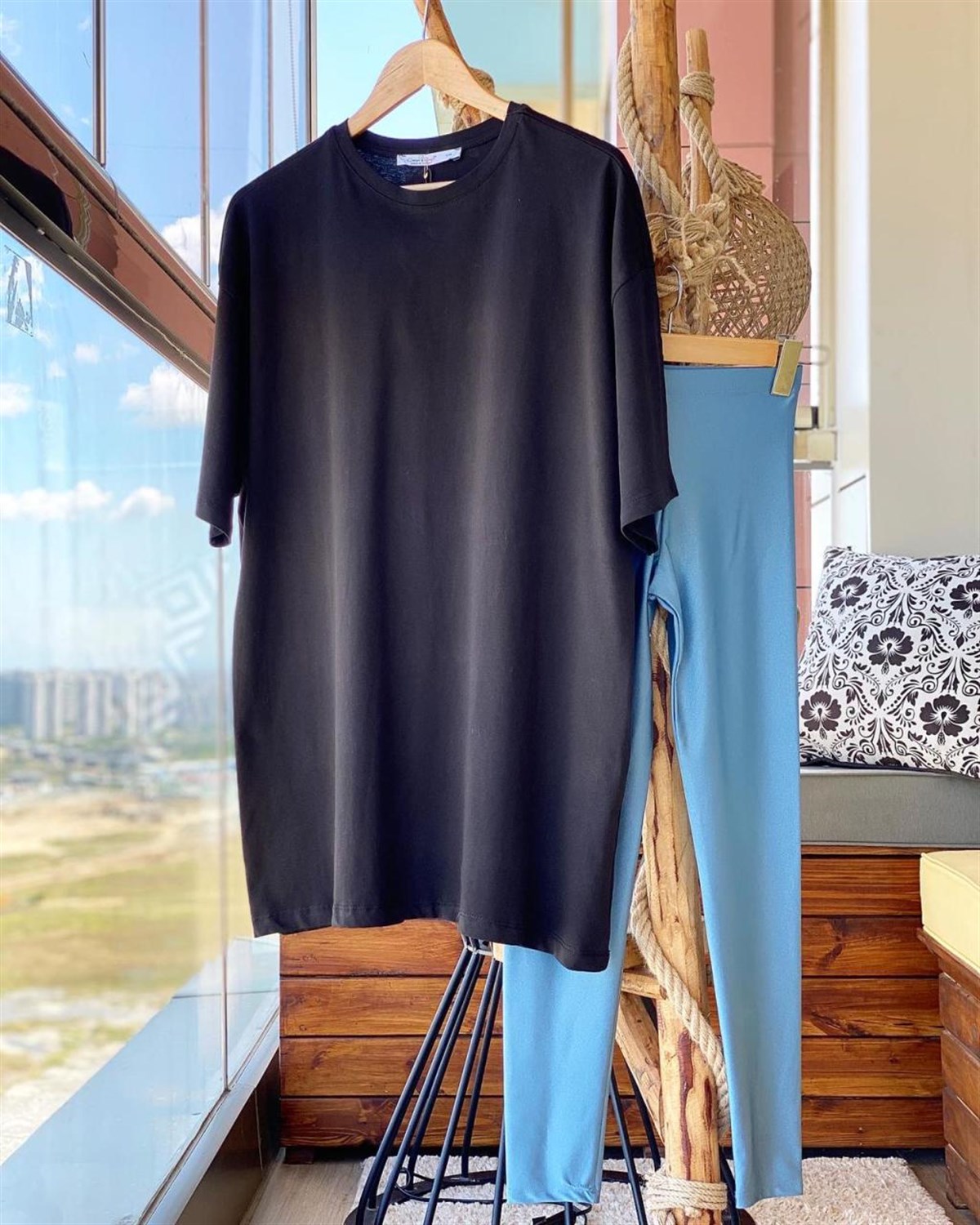 Uzun Tunik Salaş Tshirt (SİYAH)