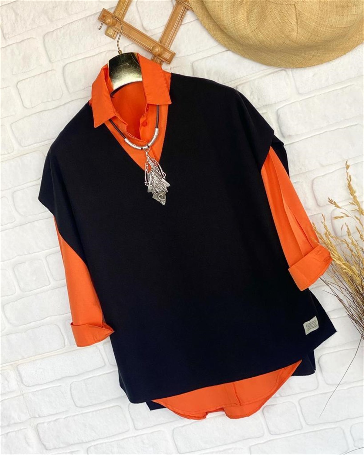 V Yaka Oversize Kesim Süveter (Siyah)