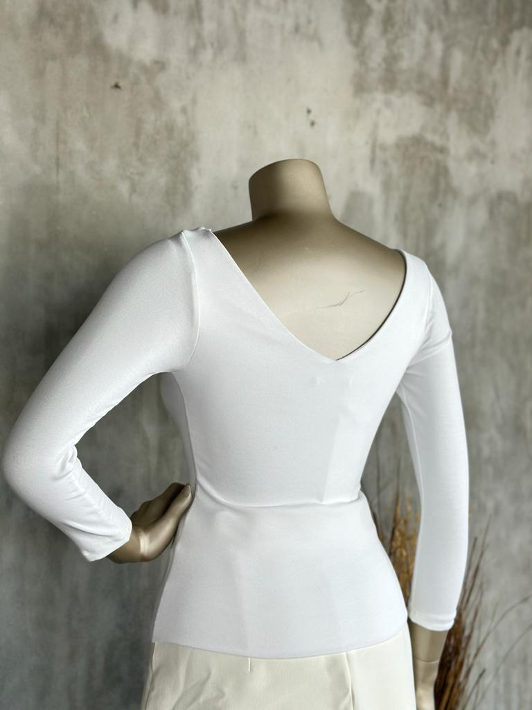 V Yaka Top (Beyaz)