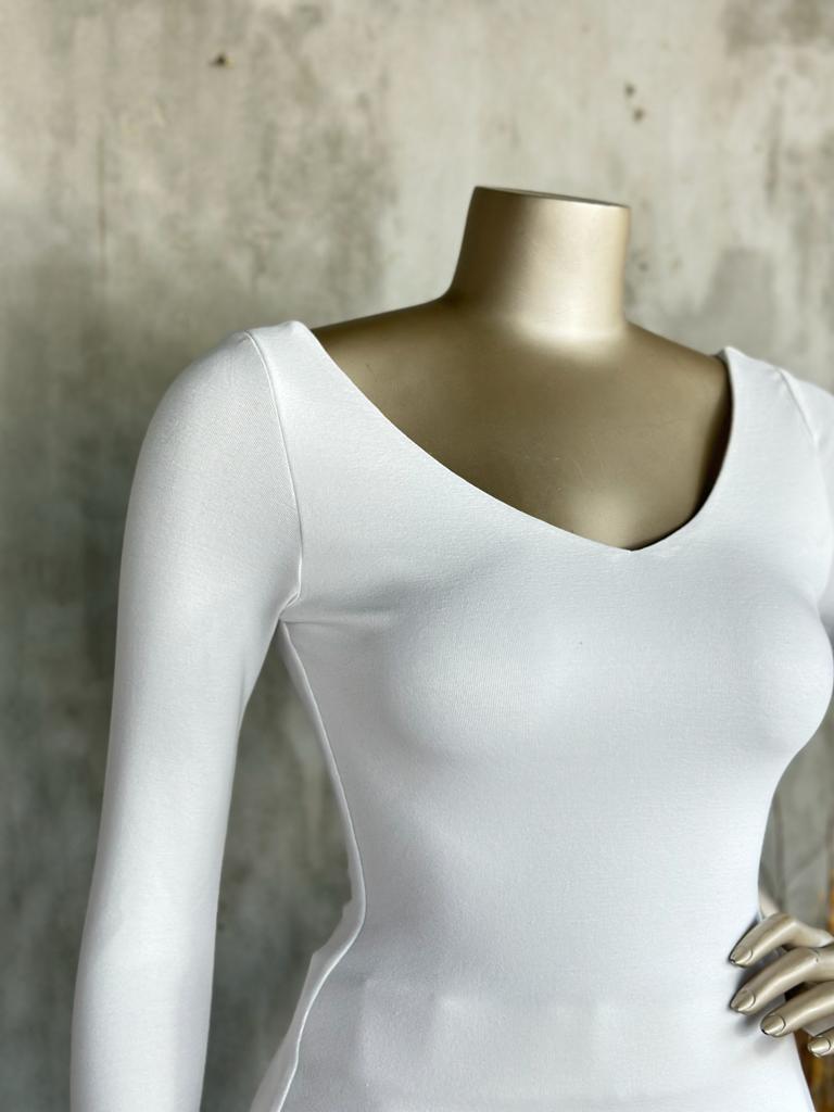V Yaka Top (Beyaz)