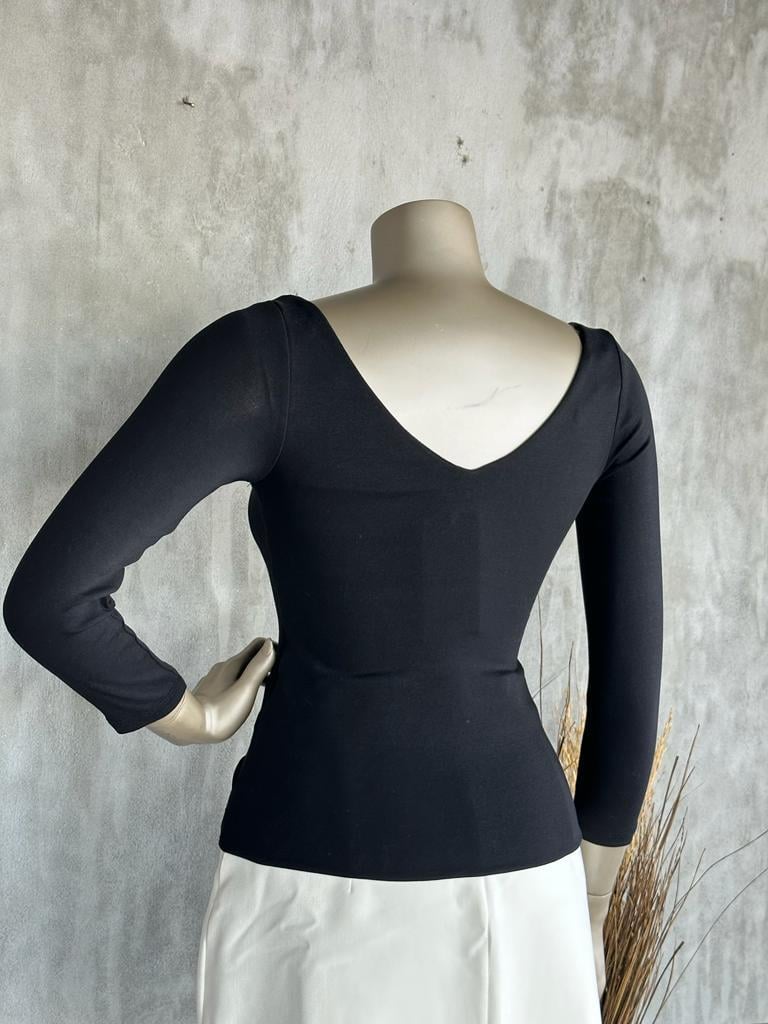 V Yaka Top (Siyah)