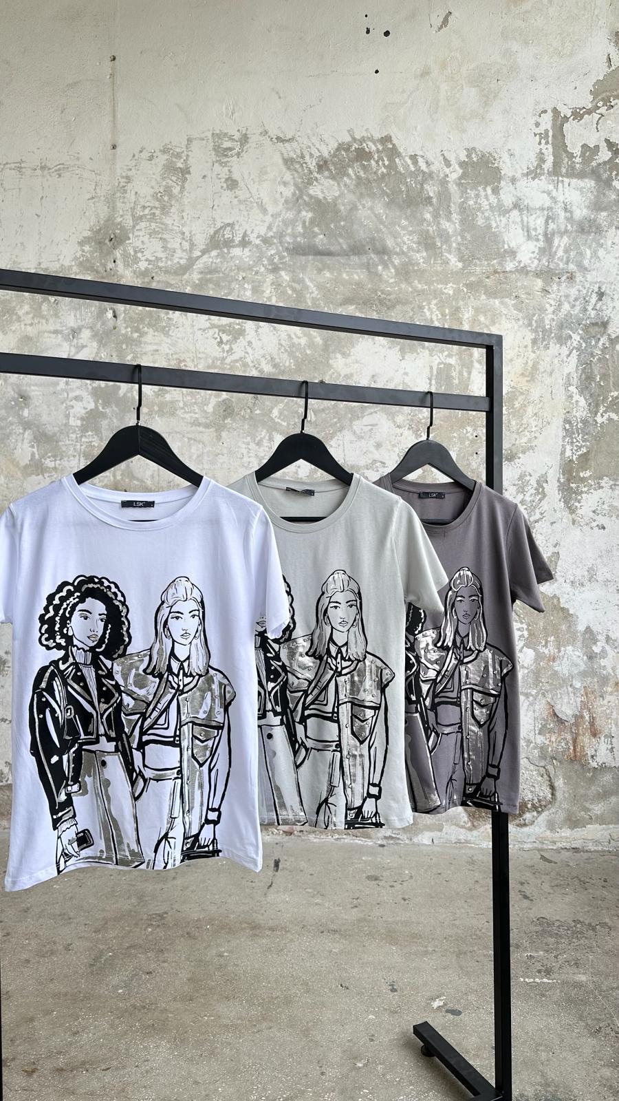 Varak Detaylı Kız Baskılı T-shirt (TAŞ)