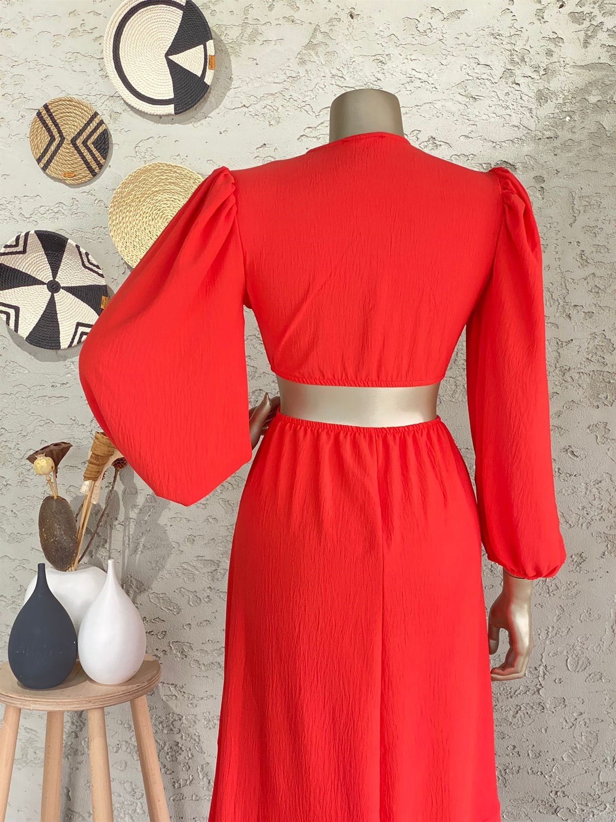 Vi Amor Sırtı Açık Elbise (Kırmızı)