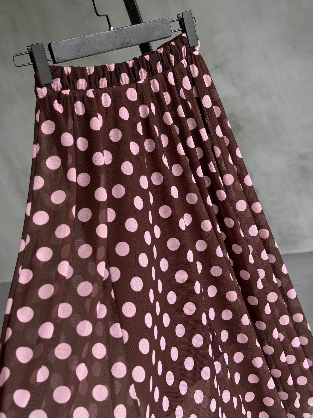 Vintage Asimetrik Tül Etek (Pembe-Kahve)