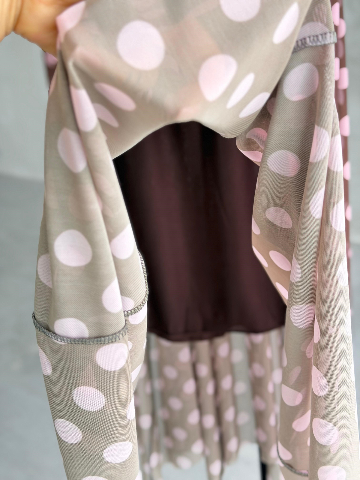 Vintage Asimetrik Tül Etek (Pembe-Kahve)