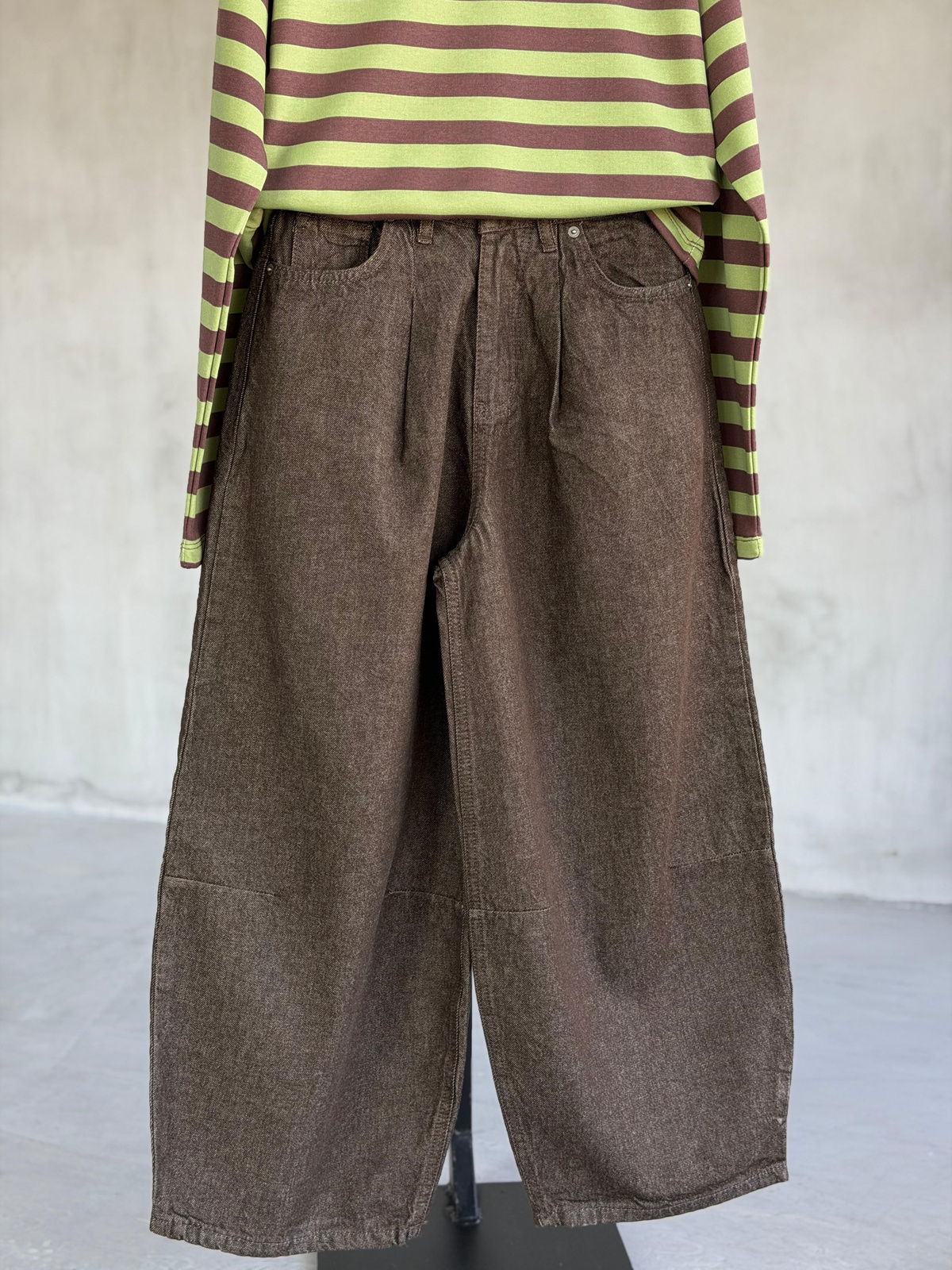 Vintage Balon Model Denim Pantolon(Kahverengi)