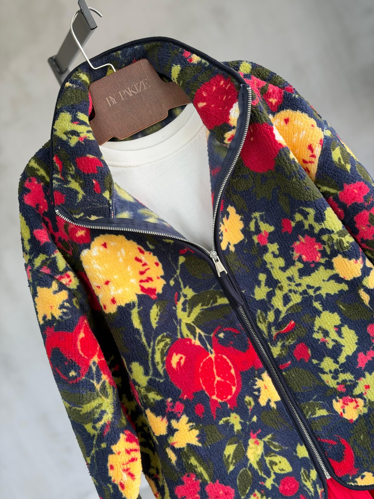 Vintage Çiçek Desenli Peluş Teddy Ceket (Karışık)