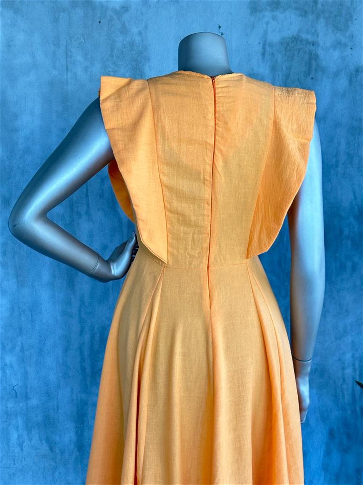 Vintage Volanlı Elbise (Oranj)