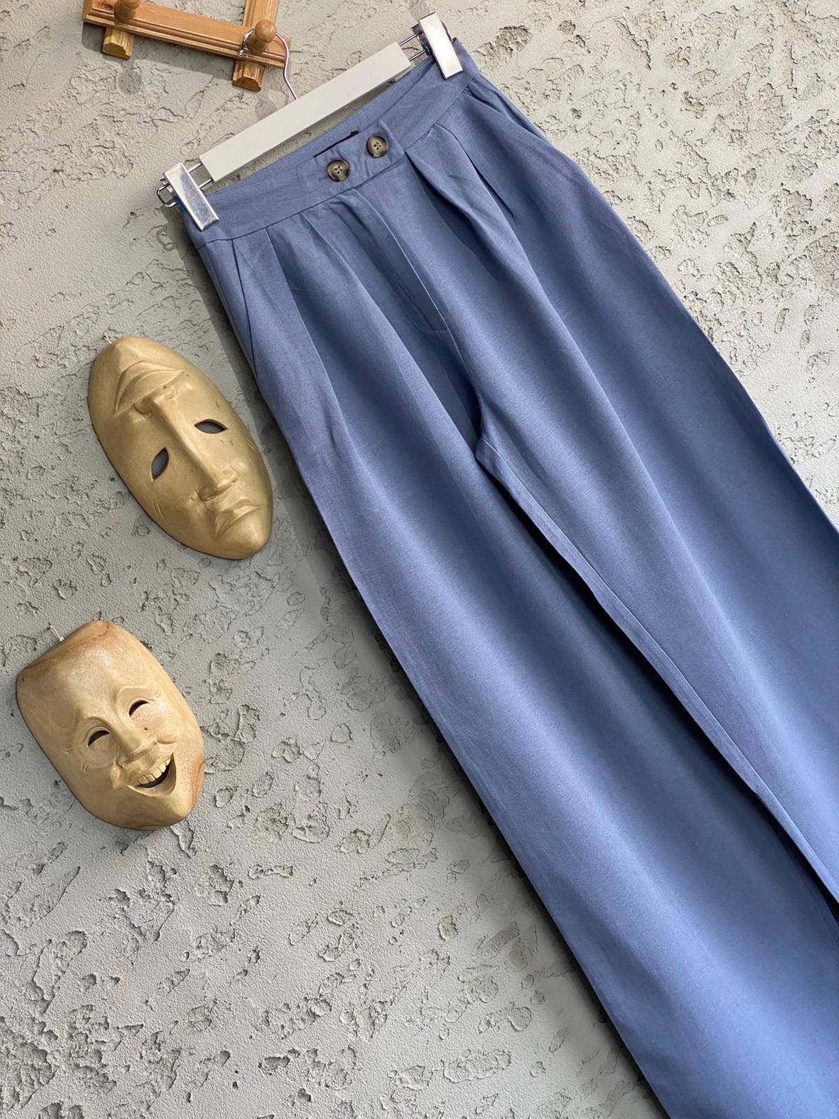 Viskon Keten Pantolon (İndigo)