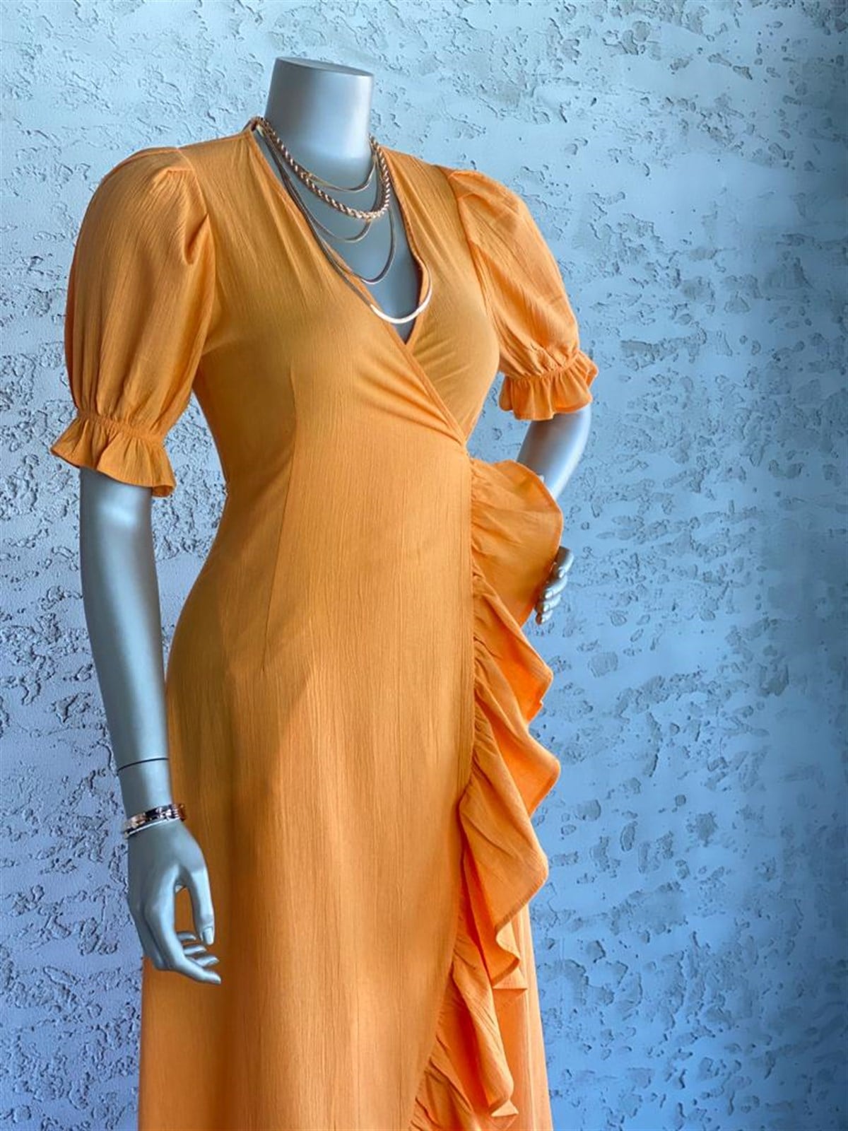 Volanlı Mi Amor Elbise (Oranj)