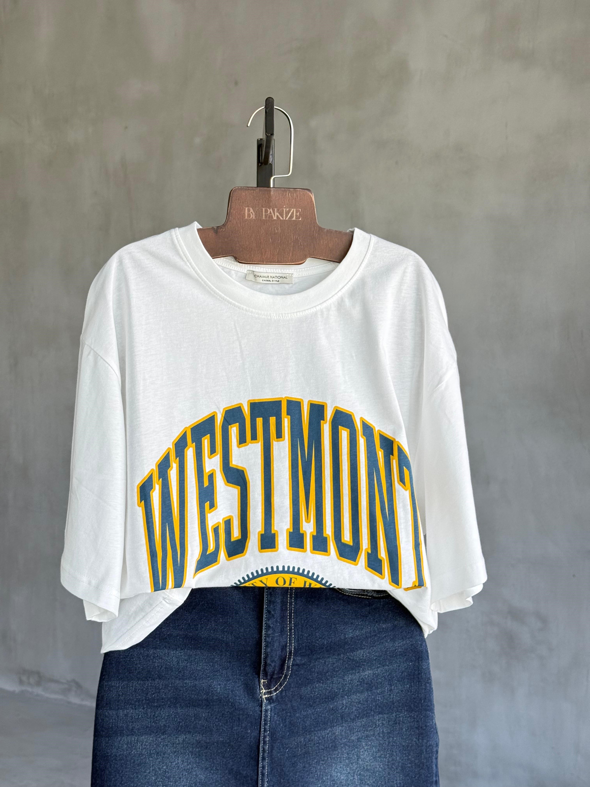 Westmont Yazı Baskılı Oversize Tişört (Beyaz)