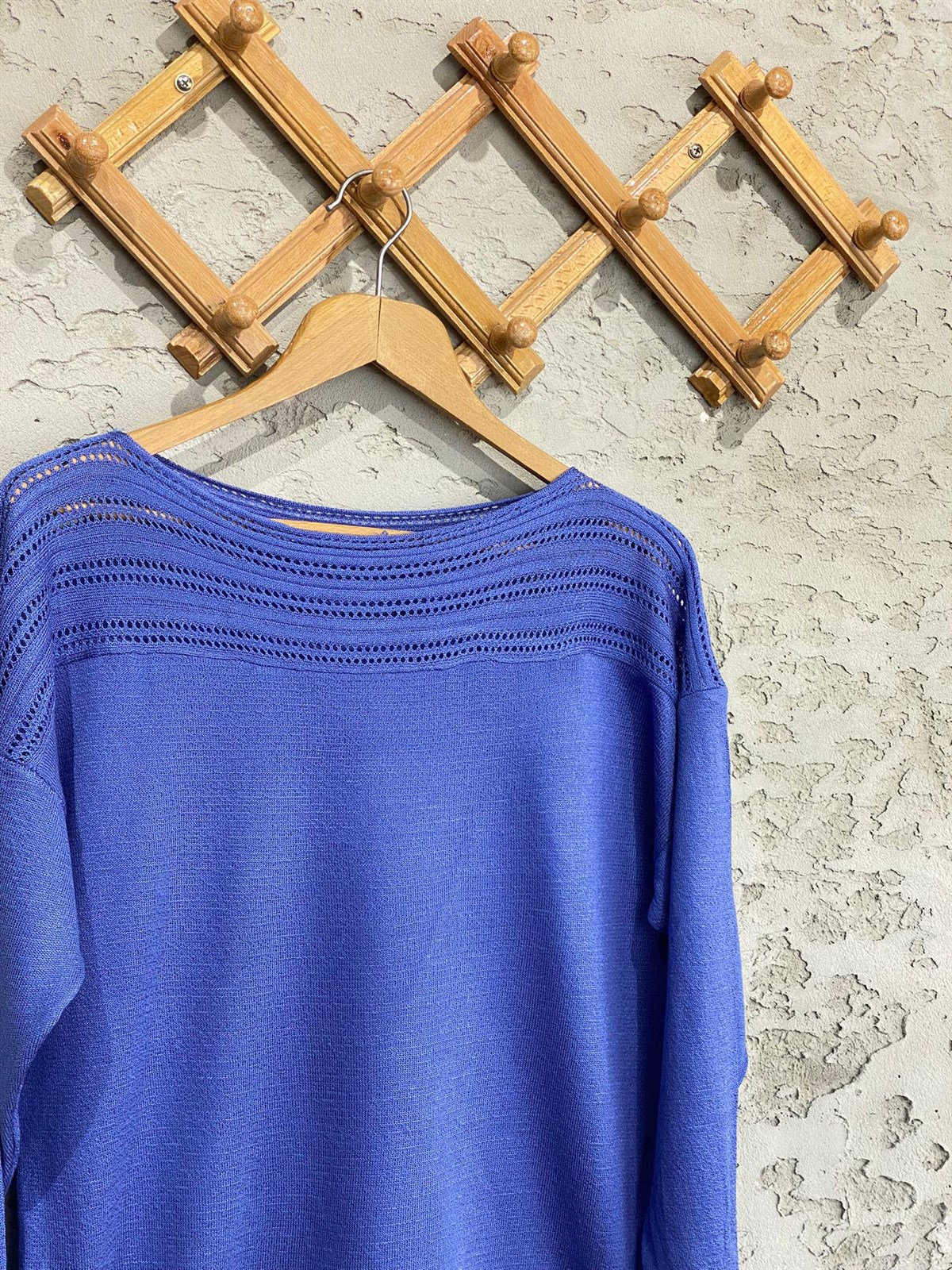 Yakası Özel İşleme Model Merserize Kazak (Saks Mavi)