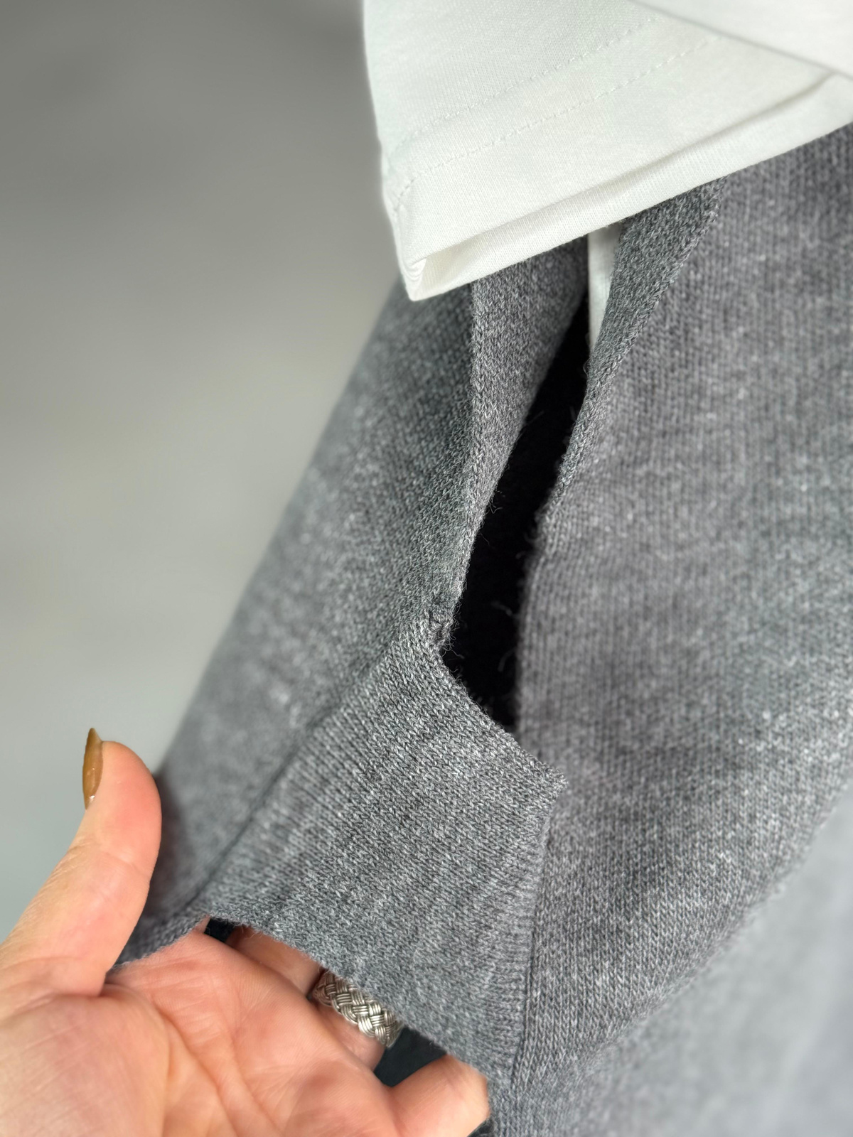 Yan Bantlı Triko Oversize Süveter (Antrasit)