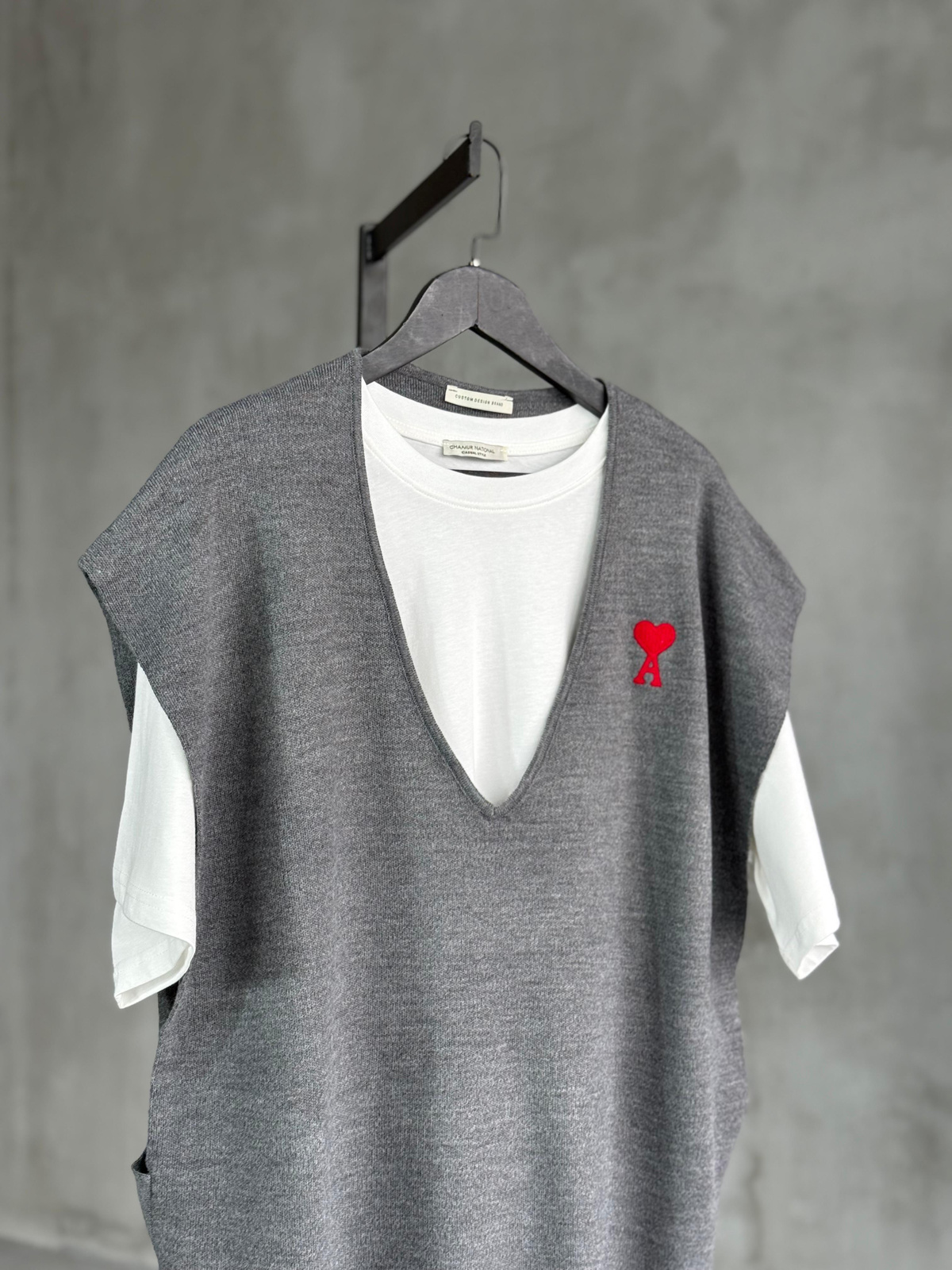 Yan Bantlı Triko Oversize Süveter (Antrasit)