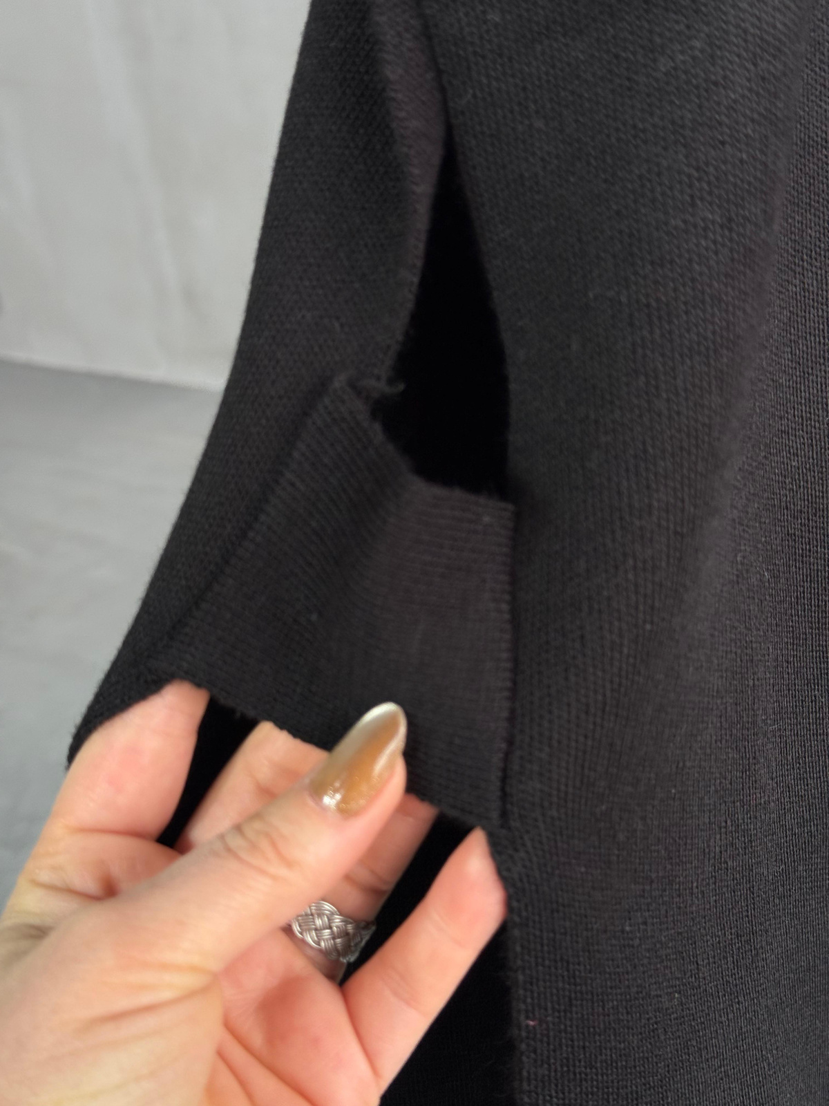 Yan Bantlı Triko Oversize Süveter (Siyah)