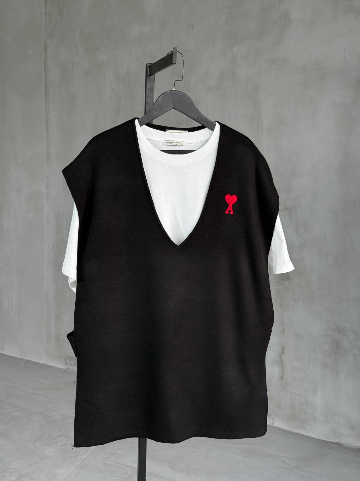 Yan Bantlı Triko Oversize Süveter (Siyah)