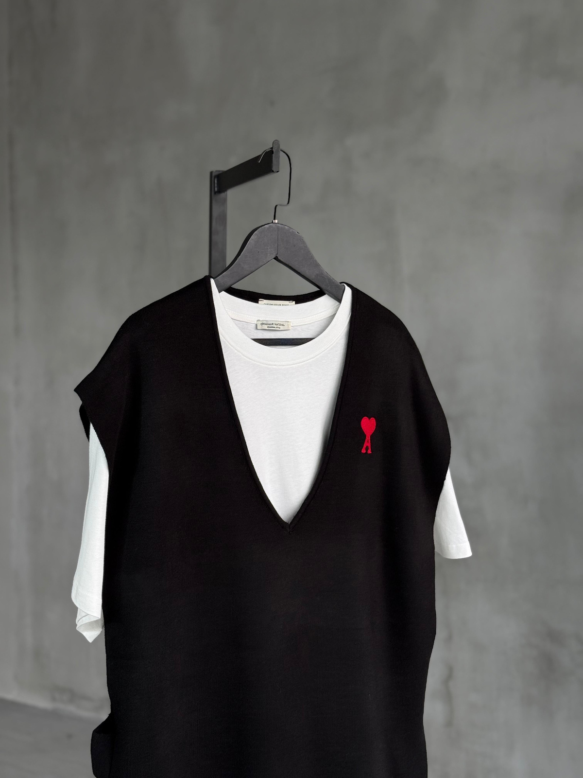 Yan Bantlı Triko Oversize Süveter (Siyah)