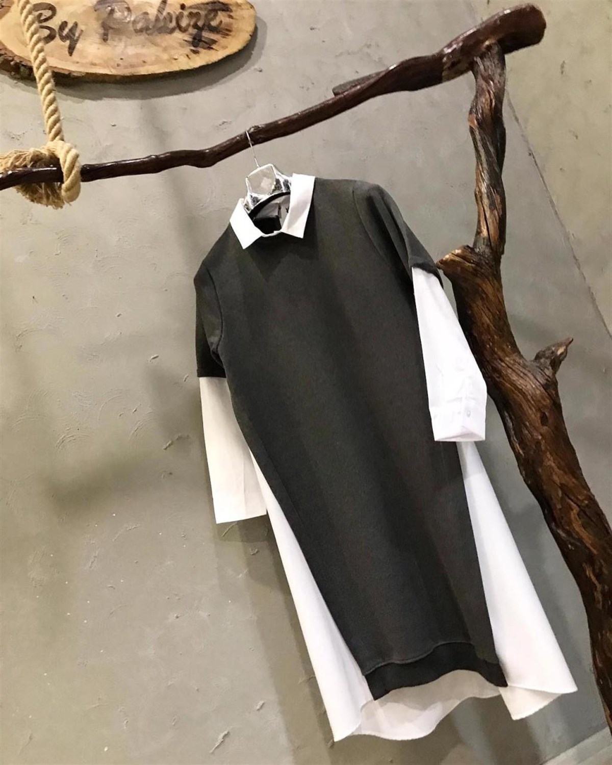 Yanları Coton Kumaş Detaylı Sweat Tunik Elbise (GRİ)