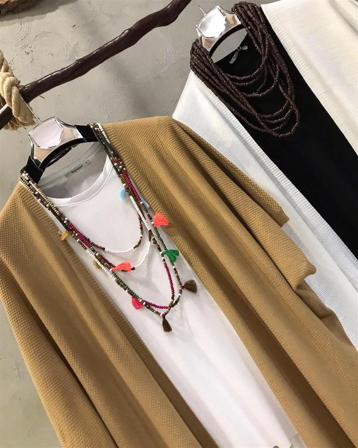 Yarasa Kol Salaş Hırka (EKRU & CAMEL)