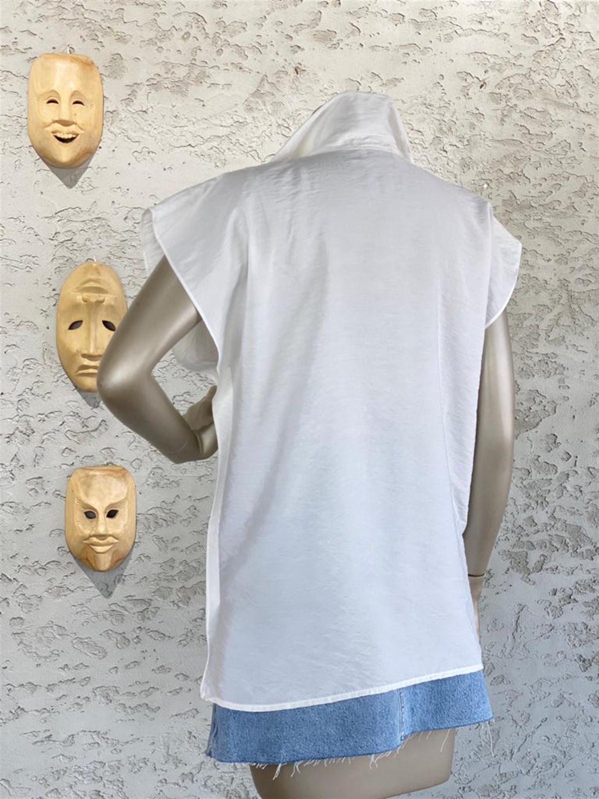 Yarasa Kol Tasarım Gömlek (Beyaz)
