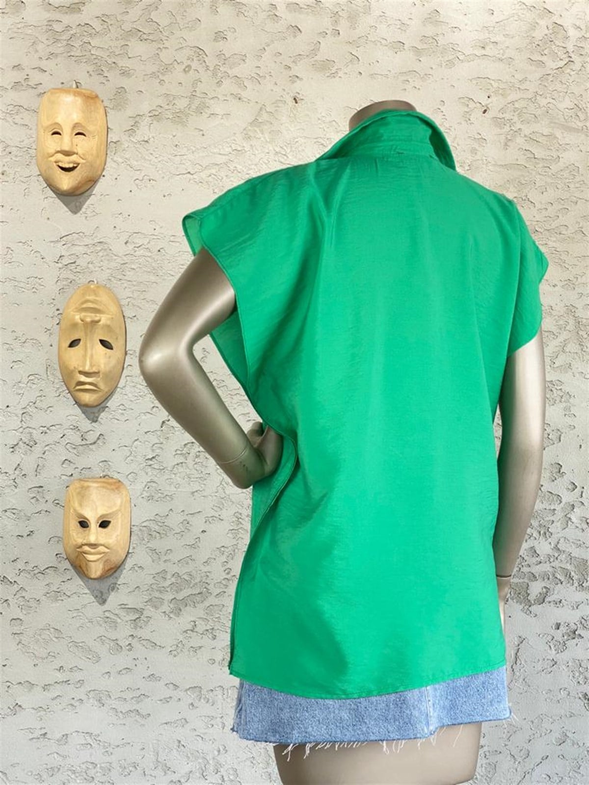 Yarasa Kol Tasarım Gömlek (Yeşil)